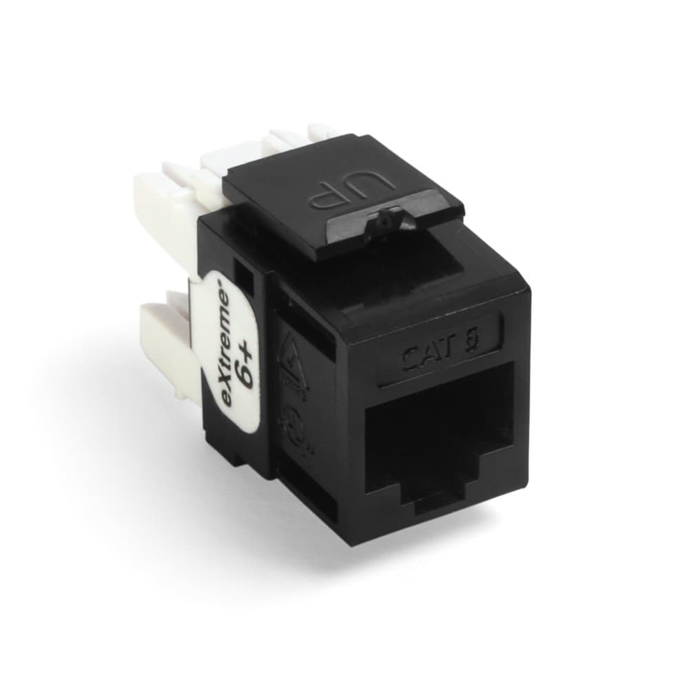 Leviton 61110-JE6 Conector QuickPort Extreme 6+ CAT6, Paquete 150, Negro
