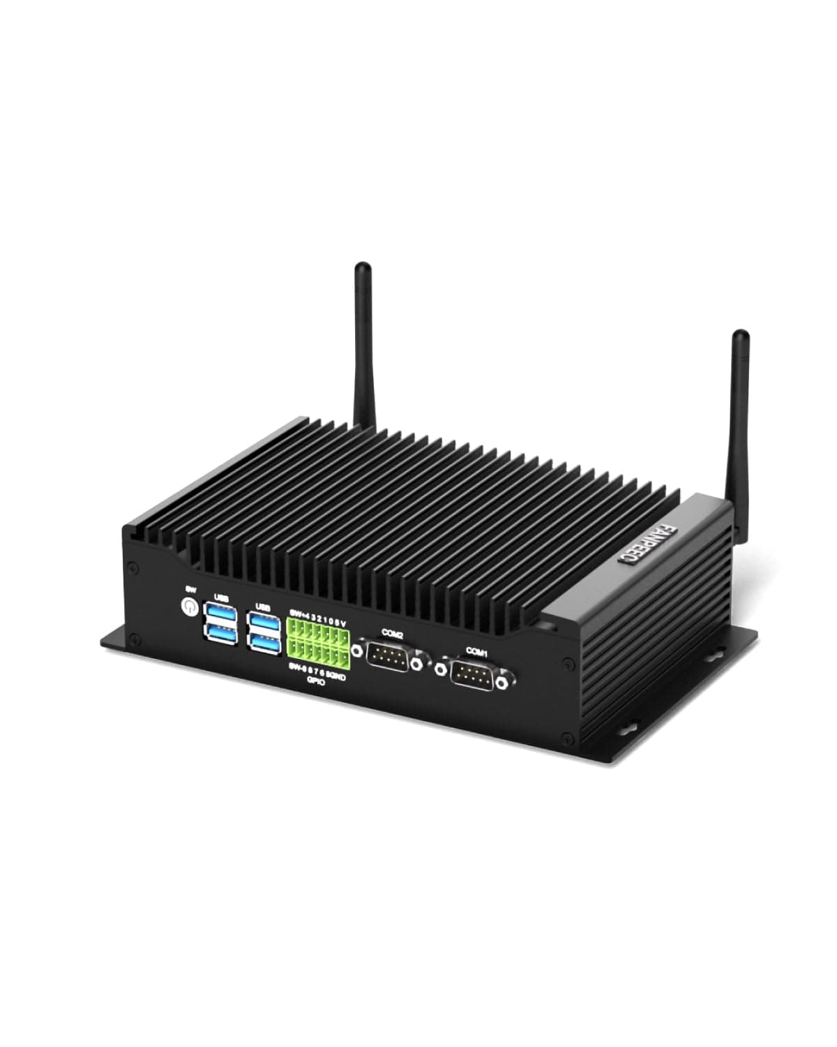 FANPEEC Fanless Mini PC Core i7-10810U (hasta 4.90GHz), 8GB DDR4 RAM 256GB M.2 SSD, PC Industrial con 2*RS232/RS422/RS485 COM, WiFi5 BT4.2, Mini Computadora Windows11 Pro DP+2*HD Triple Display FAH6