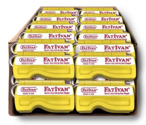 Tope de puerta plegable Original Fat Ivan con imán - para mudanzas, oficina, hogar o escuela - ideal para policía, administración, bomberos y cualquier ocasión en que necesites que una puerta permanezca abierta (24, amarillo) FIM-yellow-24p