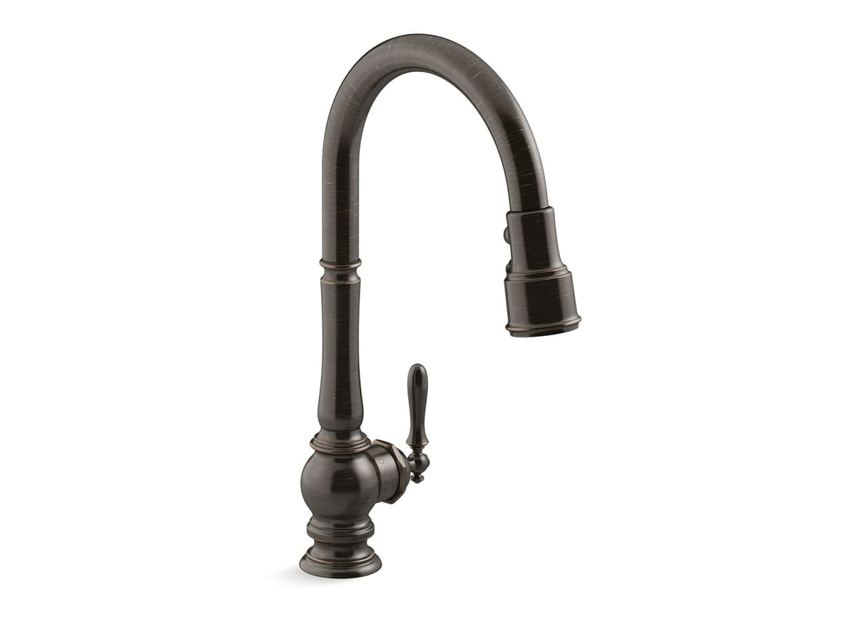 Grifería de Cocina Kohler K-29709-2BZ Artifacts Sin Contacto con Rociador Extraíble, Llave de Fregadero en Bronce Frotado con Aceite