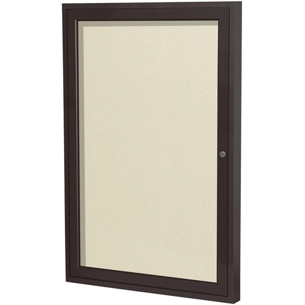 Ghent PB13624VX-185 - 36"x24" 1-Door Enclosed Vinyl Bulletin Board, Bronze, Exterior/Interior