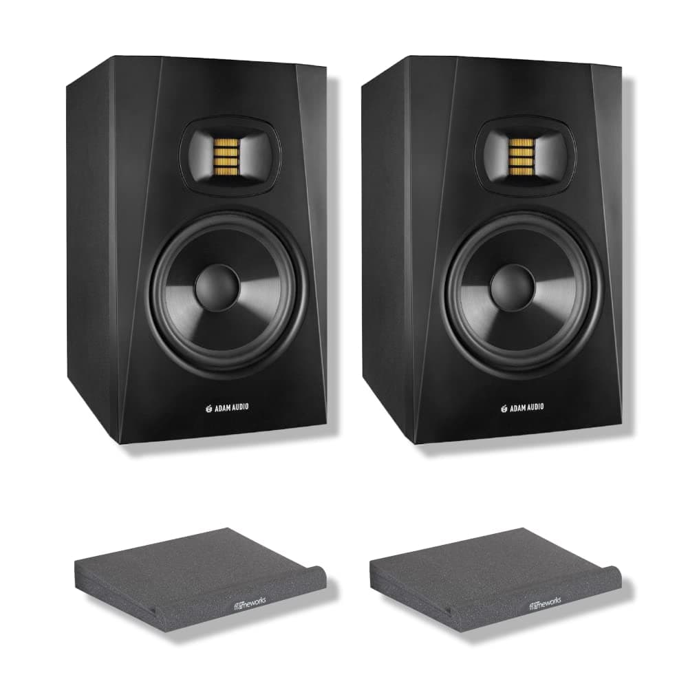 Adam Audio T7V Monitores de estudio (par) con pads de aislamiento y paño de limpieza StreamEye T7V (Pair) | Cloth