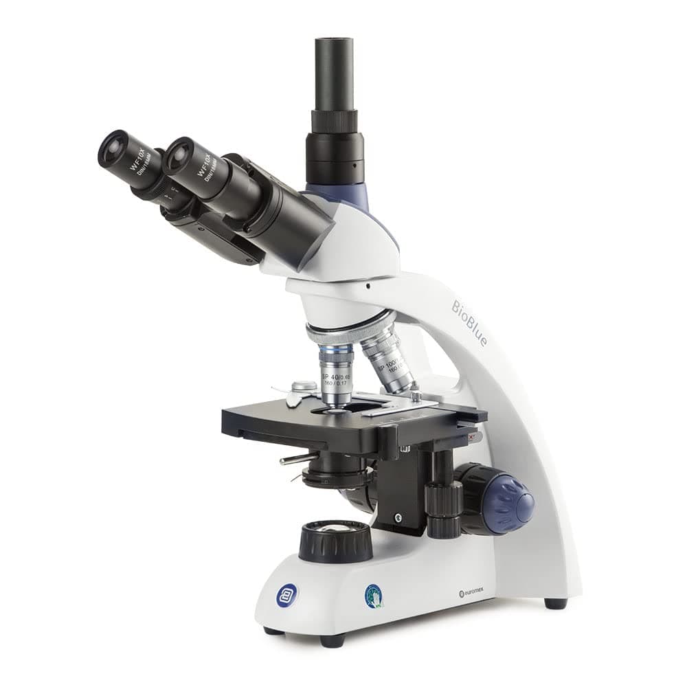 Globe Scientific BioBlue Microscopio Compuesto Trinocular SMP con objetivos 4x/10x/S40/S100 Oil e iluminación NeoLED recargable EBB-4253