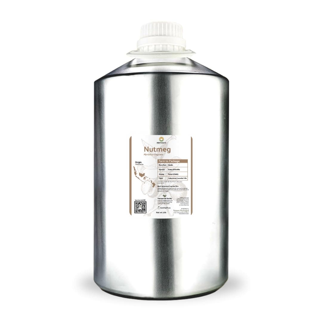 Nature Packaged Aceite Esencial de Nuez Moscada - Central Java, Indonesia - Grado terapéutico premium (22lbs) EO-NUTMEG-NAK-25LBS