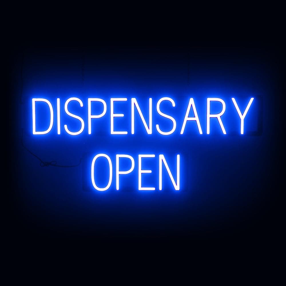 SpellBrite Dispensary OPEN - Señal LED Azul Modular 36.7" x 15.0" S-SGN-07872-02