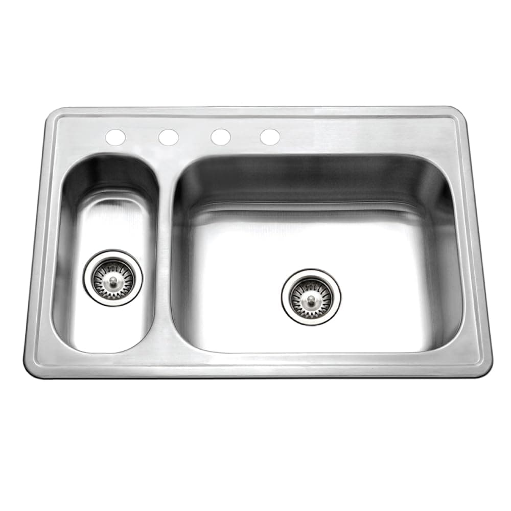 Houzer Legend Fregadero Acero Inoxidable 33" Topmount Doble 80/20 Lado Izquierdo 4-Hole - LHD-3322-20