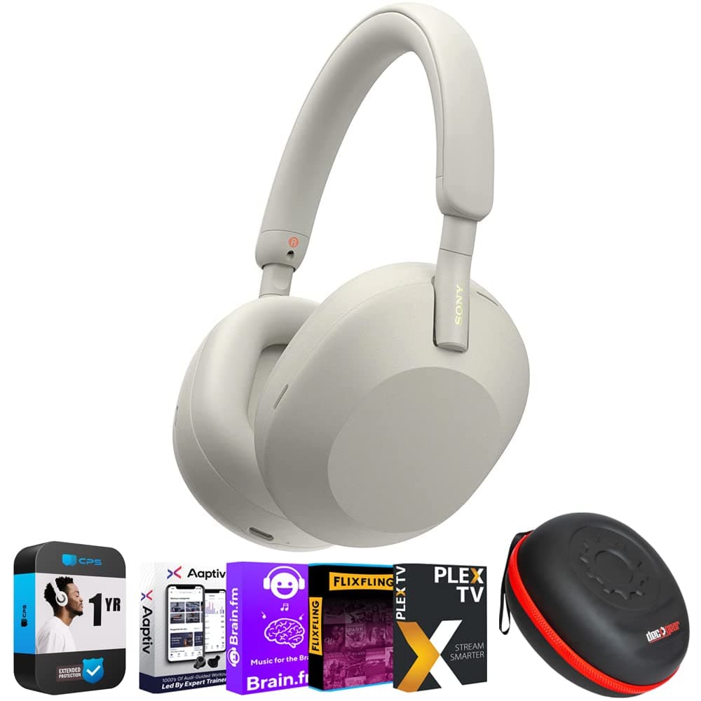 Sony WH-1000XM5 Plata Bundle con Extensión de Protección 2 Años y Accesorios E99SNWH1000XM5S