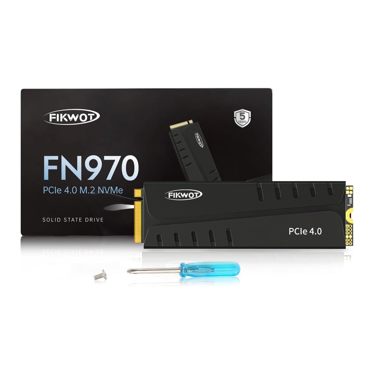 Fikwot FN970 4TB M.2 2280 PCIe Gen4 x4 NVMe 1.4 Unidad de Estado Sólido Interna con Disipador - Velocidades hasta 7.400 MB/s, Configurar Caché DRAM, Compatible con SSD Interno de PS5
