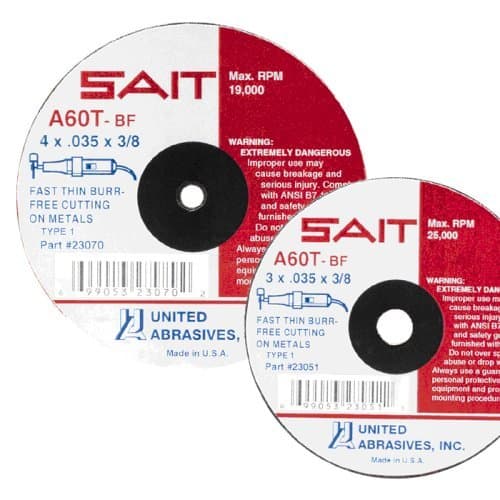 United Abrasives SAIT 23012 A36T ruedas de corte de alta velocidad 2" x .035" x 1/4" (100 piezas)