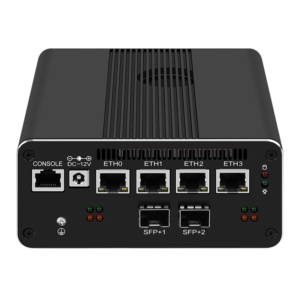 MOGINSOK 10GbE SFP+ Mini PC Micro Firewall Barebone Intel Pentium Gold 8505 NO RAM NO SSD, 4x2.5GbE, 2x10Gb SFP+ MGNAS12