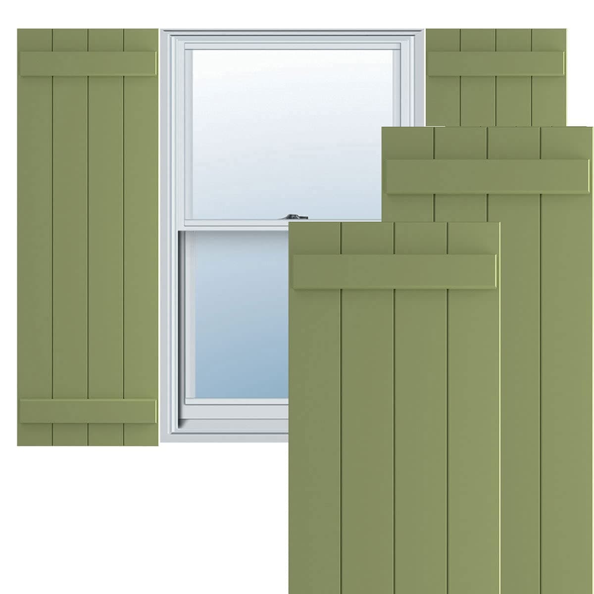 Ekena Millwork 21 1/2"W x 78"H True Fit PVC Board-n-Batten, Moss Green (par) TFP101BBF21X078MG