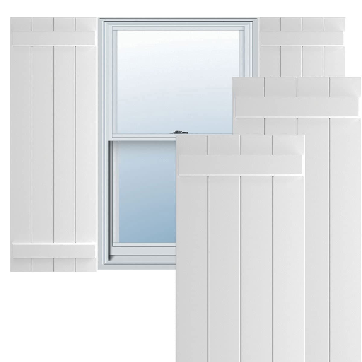 Ekena Millwork True Fit PVC Board-n-Batten Shutters 21 1/2"W x 55"H TFP101BBF21X055UN