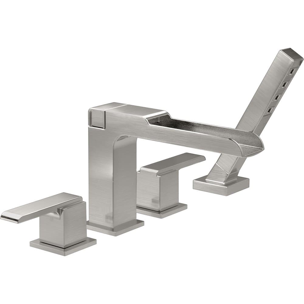 Delta Ara grifo Roman para bañera con ducha de mano y montaje en cubierta, acabado Stainless, T4768-SS