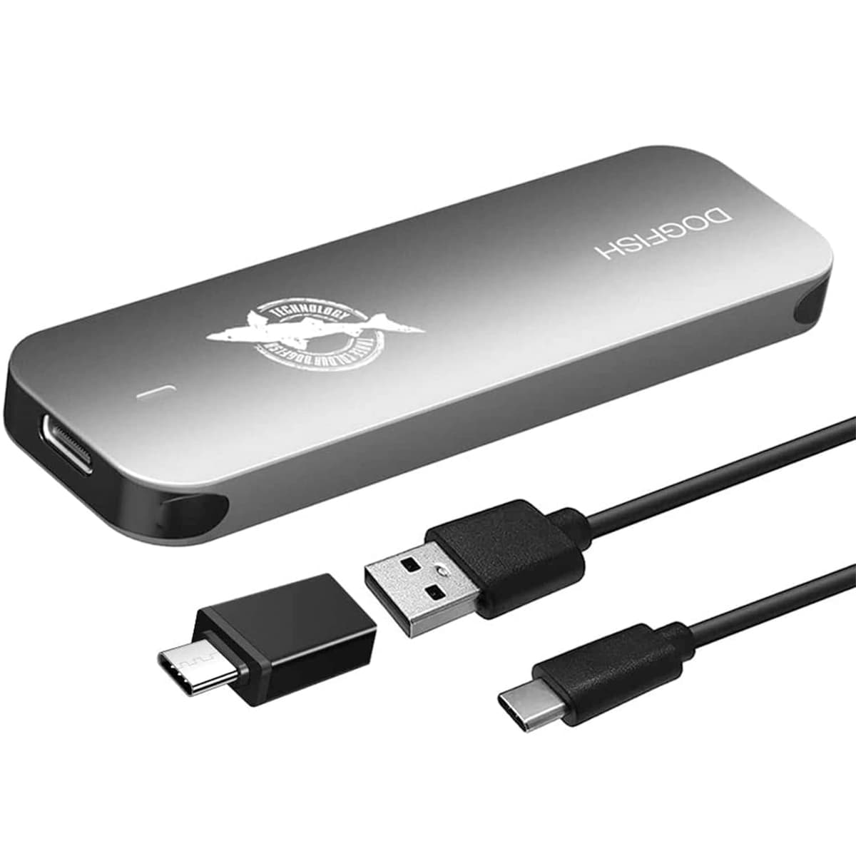 SSD Externo Portátil Dogfish 4TB 2242/2260/2280 NGFF Metal Gris USB 3.1 Tipo-C Ultraligero Mini Unidad de Estado Sólido para Mac/Windows/Android/Linux (hasta 10Gbps, con Indicador LED) 719244660832