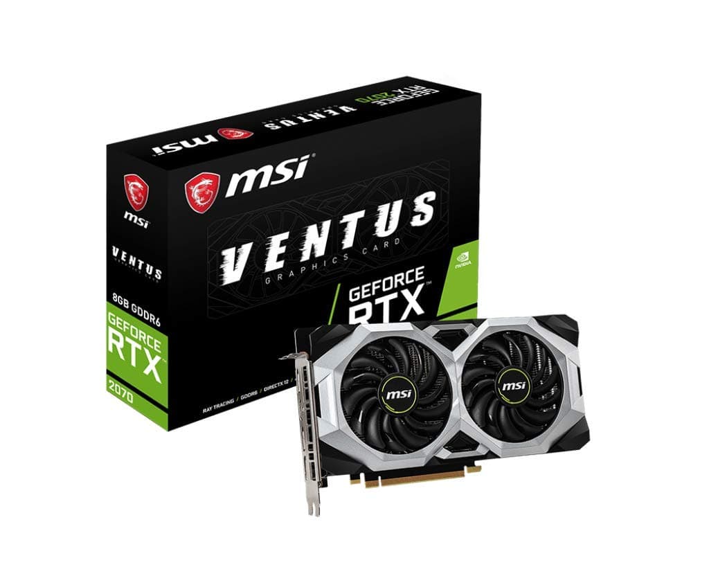 MSI GAMING GeForce RTX 2070 8GB GDDR6 256-bit HDMI/DP/USB Ray Tracing Arquitectura Turing HDCP Tarjeta de Video (RTX 2070 VENTUS 8G), 1620 MHz GeForce RTX 2070 VENTUS 8G