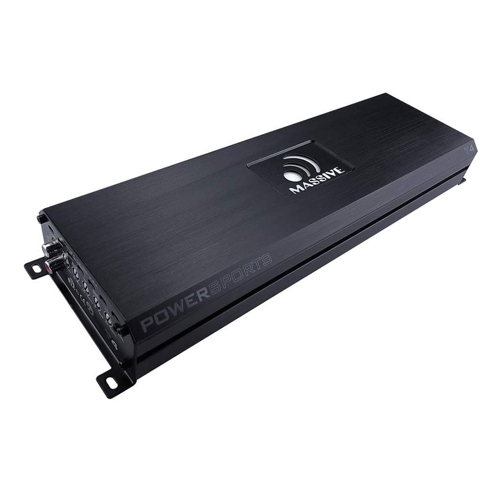 Massive Audio T4 Marine Amplificador Mono de 1 Ohmio | 2000 W RMS Resistente al Agua, Clase D Compacto para Botes, UTV, ATV y Sistemas de Audio al Aire Libre