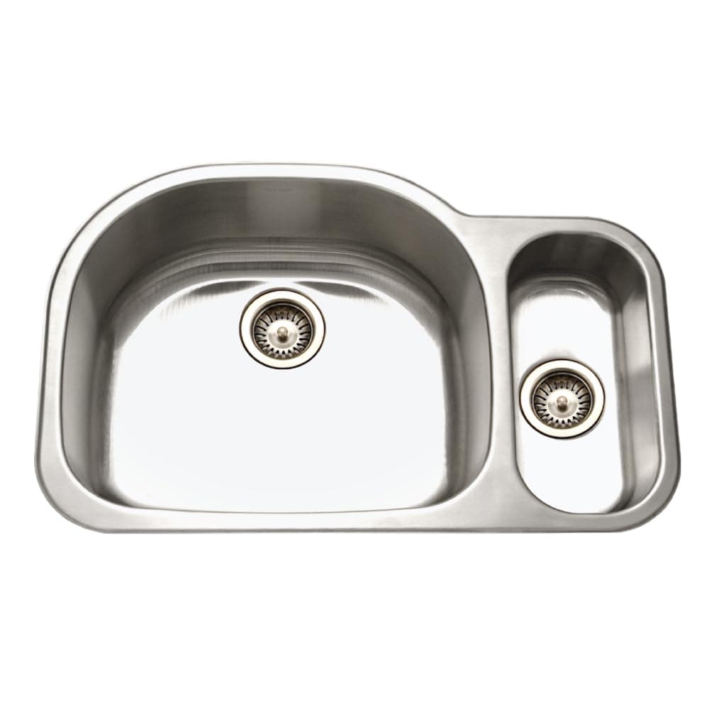Houzer Medallion - Fregadero 32" undermount 80/20 doble, cubeta pequeña derecha MG-3209SR-20