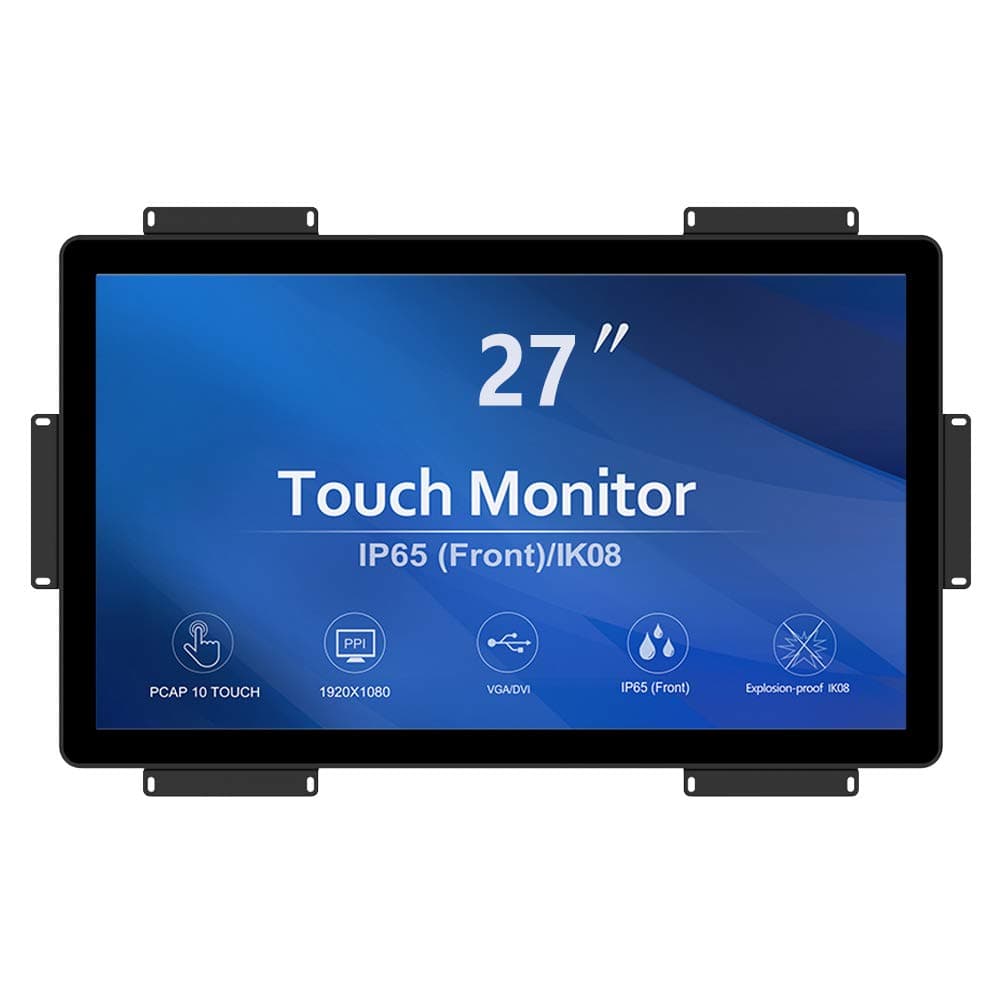 GreenTouch Monitor táctil Open Frame 27" PCAP 10 puntos HDMI VGA DVI 1920x1080 GT-TM-2702C-CTW-HD