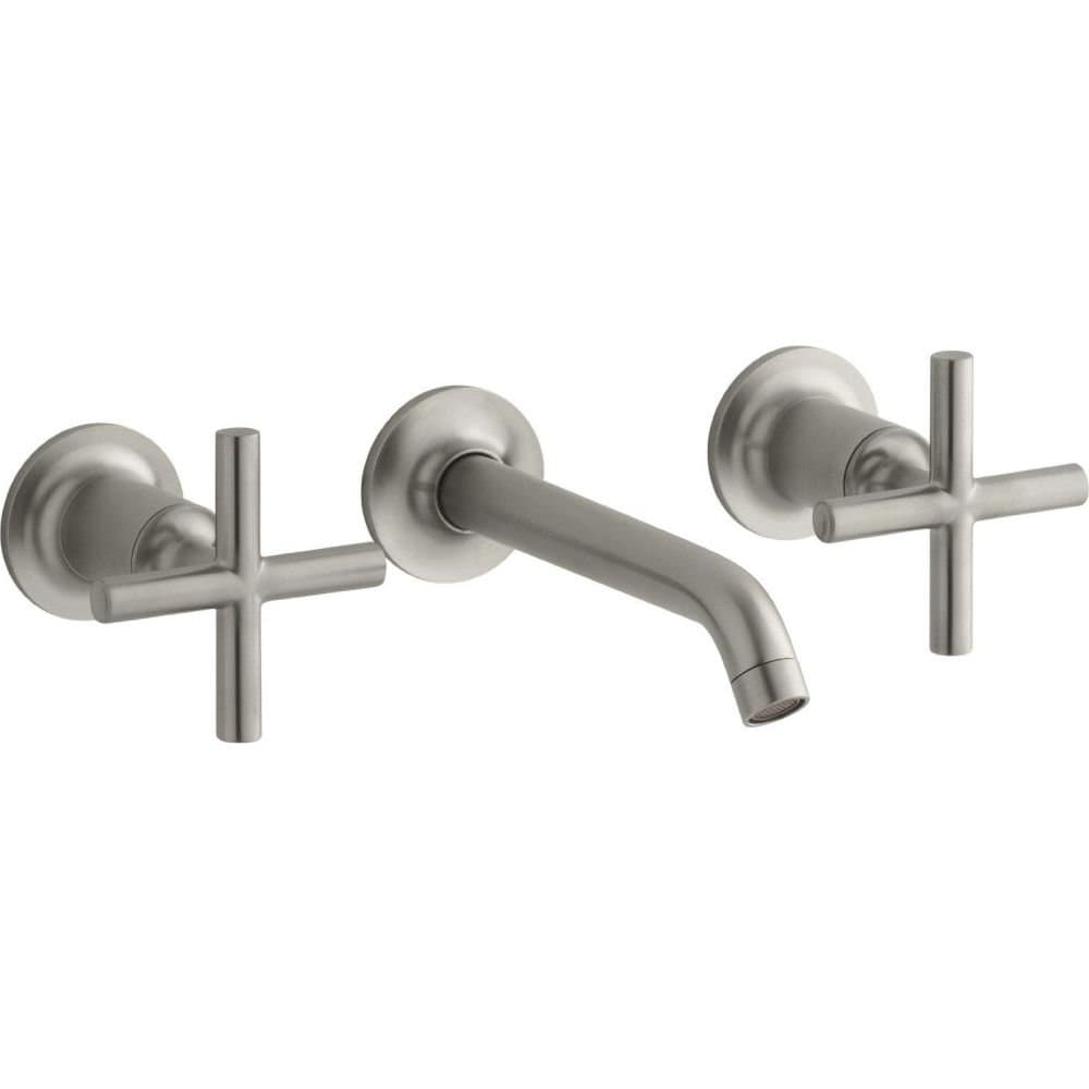 Kohler K-T14413-3-BN Purist grifería de pared de dos manijas, níquel cepillado