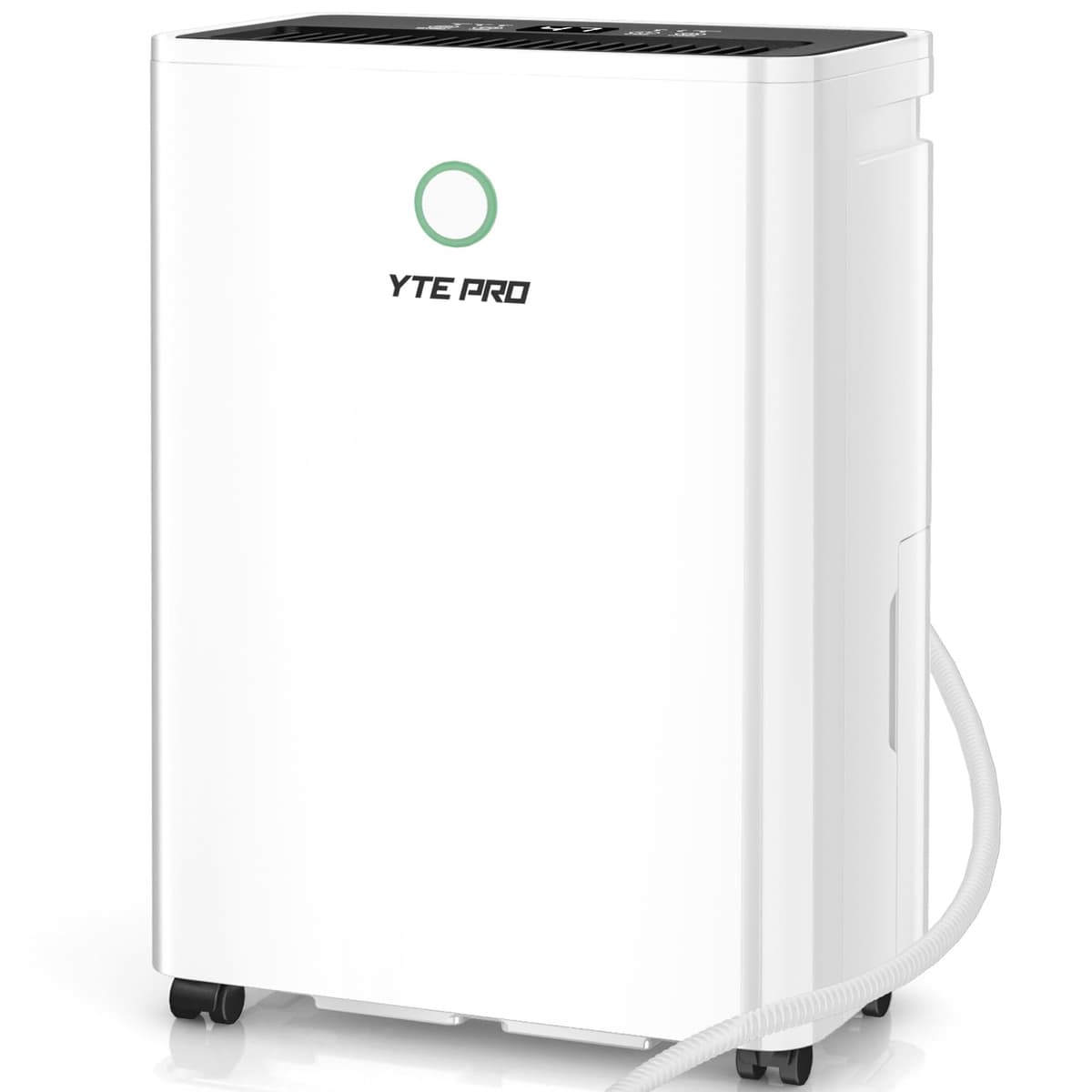 YTE PRO Deshumidificador 12L (30 pint) para hasta 1500 sq.ft, tanque 0.66gal, manguera de drenaje 6.56ft, luz de humedad 3 colores PD8R-03EE