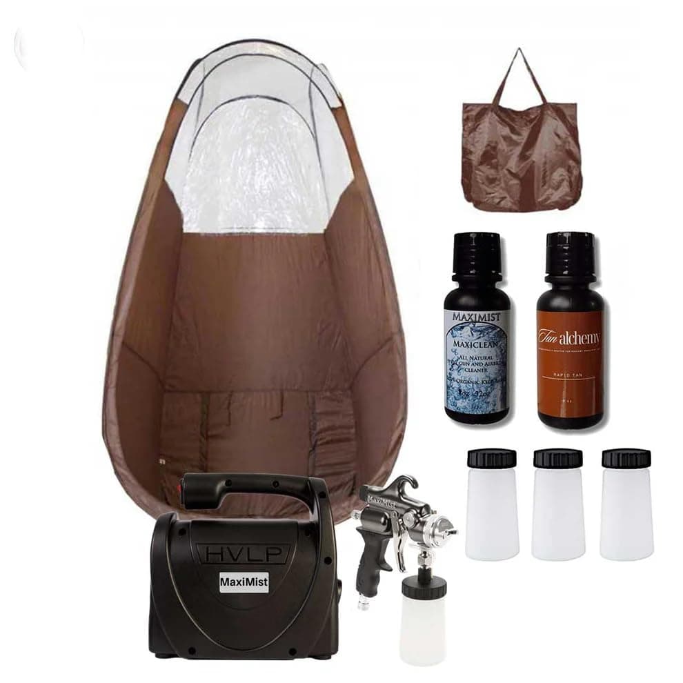 MaxiMist Elite Evo Pro máquina profesional de bronceado sin sol con carpa marrón