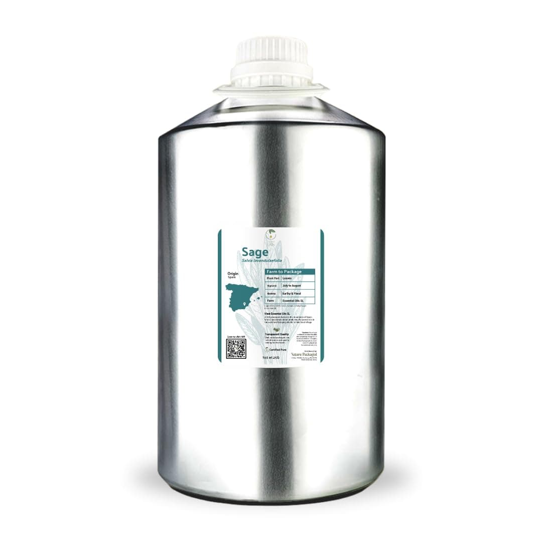 Nature Packaged Aceite Esencial de Salvia - Essential Oils SL, Spain - Steam Distilled (22lbs)
