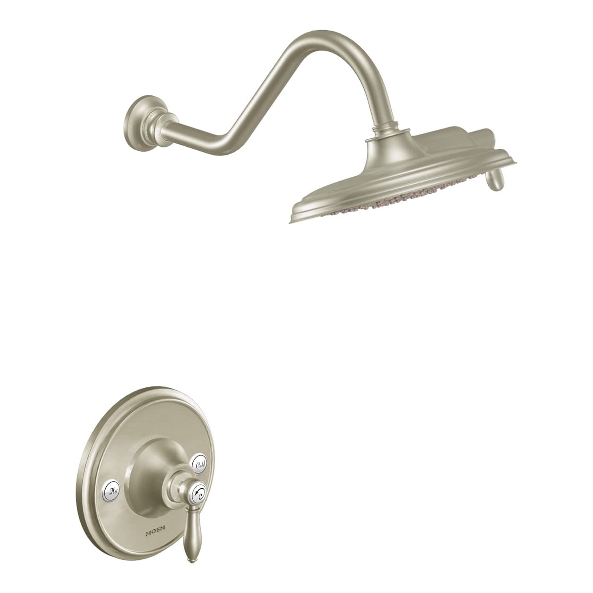 Moen TS32102EPBN Weymouth Posi-Temp kit de terminación de ducha, 9" 2-Spray Eco-Performance Rainshower, níquel cepillado