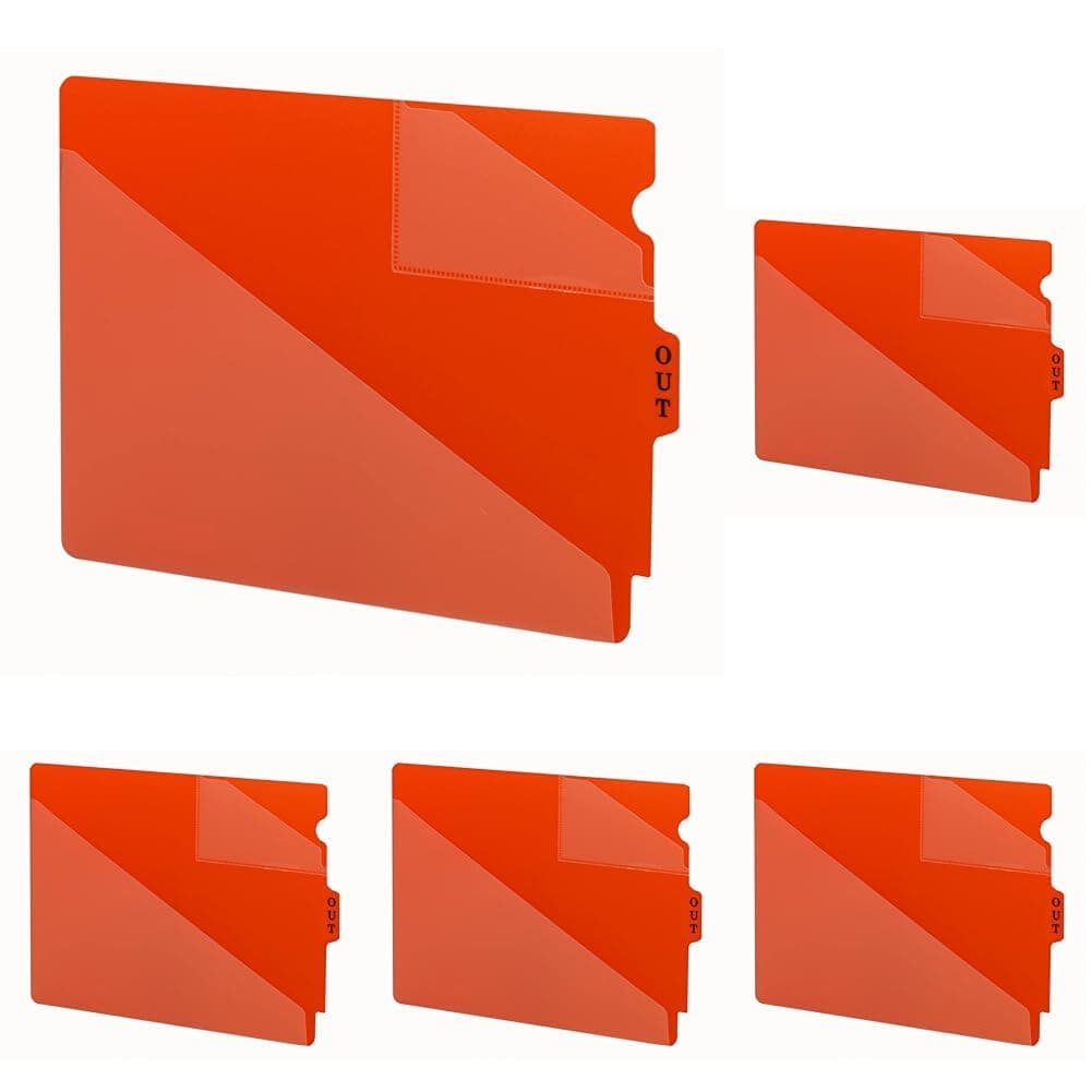 Separador guía Smead End Tab Poly Out, estilo doble bolsillo, pestaña central, extra ancho carta, rojo, 50 por caja (61960) (Pack de 5)