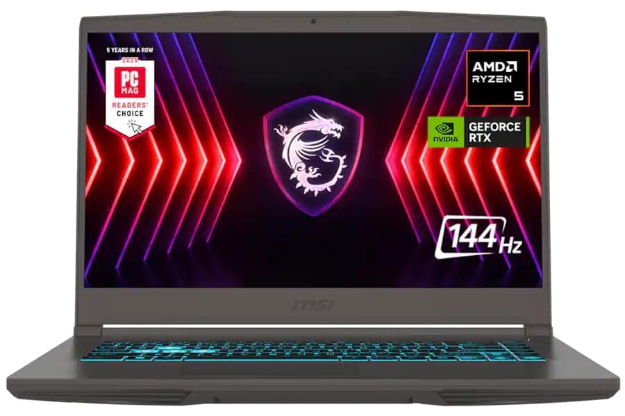 msi Laptop Gamer Thin A15 de 15.6" Full HD, NVIDIA GeForce RTX 4050, AMD Ryzen 5 7535HS, Wi-Fi 6, Teclado Retroiluminado, Webcam, Bluetooth, Windows 11 Pro, Negro (32GB RAM y 2TB SSD)