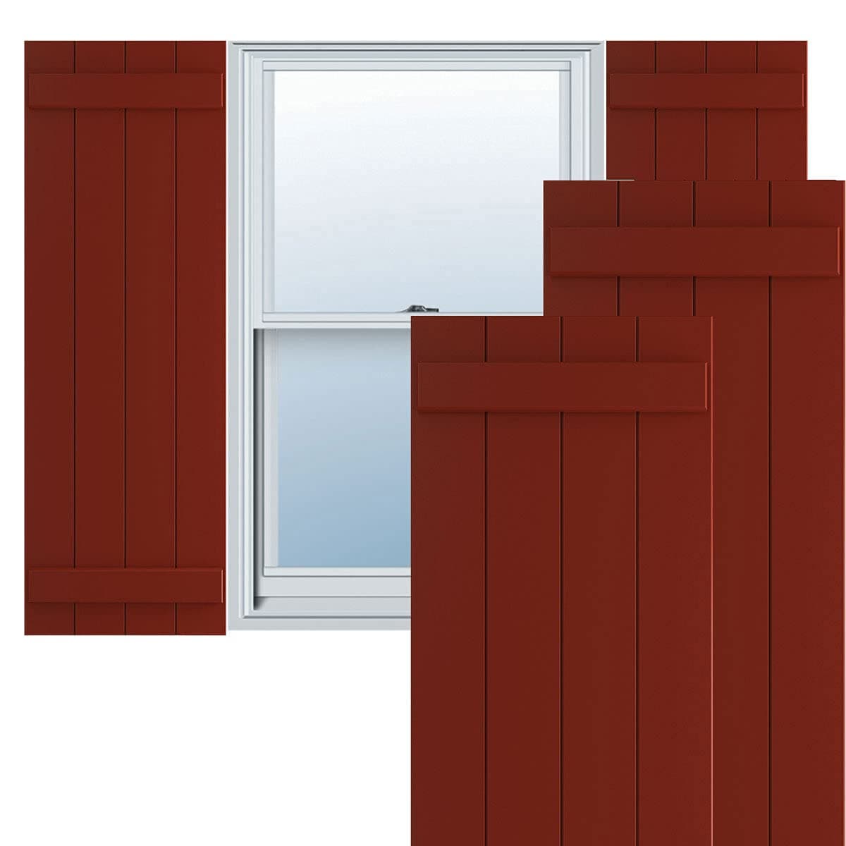 Ekena Millwork True Fit PVC Board-n-Batten 21 1/2"W x 75"H, Pepper Red (Par) TFP101BBF21X075MR
