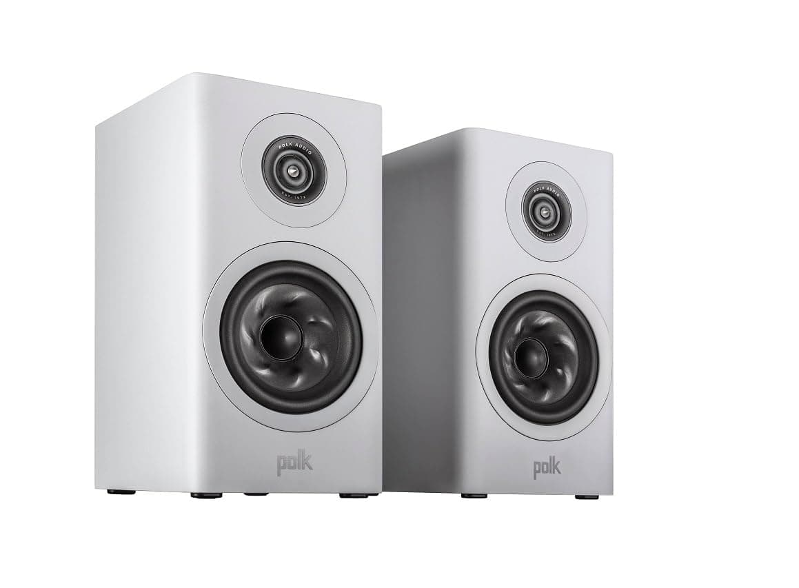 Polk Reserve R100 Small Bookshelf Speaker - 1" Pinnacle Ring Tweeter y 5.25" Turbine Woofer, Blanco