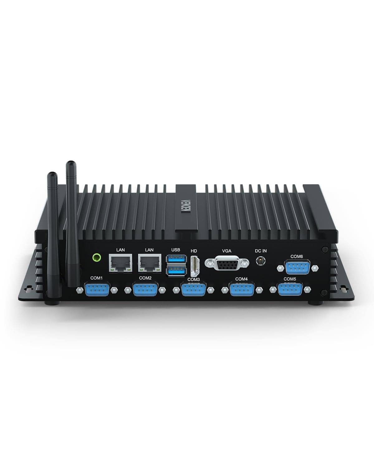 VENOEN Mini PC Industrial Computadora Core i5 4200U, PC Fanless Doble LAN 8GB RAM 512GB SSD, 6*RS232 COM, Doble Pantalla 4K, WiFi, BT4.0, Ranura SIM 3G/4G, Mini Computadora Linux, Encendido Automático, Wake on LAN