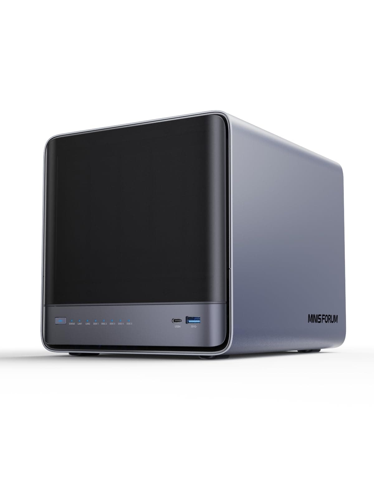 MINISFORUM N5 Air NAS de escritorio de 5 bahías, CPU AMD Ryzen 7 255 (8C/16H), barebone, 64GB SSD, 1x 10GbE, 1x 5GbE, 2x USB4 (8K), HDMI 8K, OCuLink, 1x ranura M.2,2x ranuras U.2/M.2, almacenamiento conectado a la red (sin discos) N5A-H255