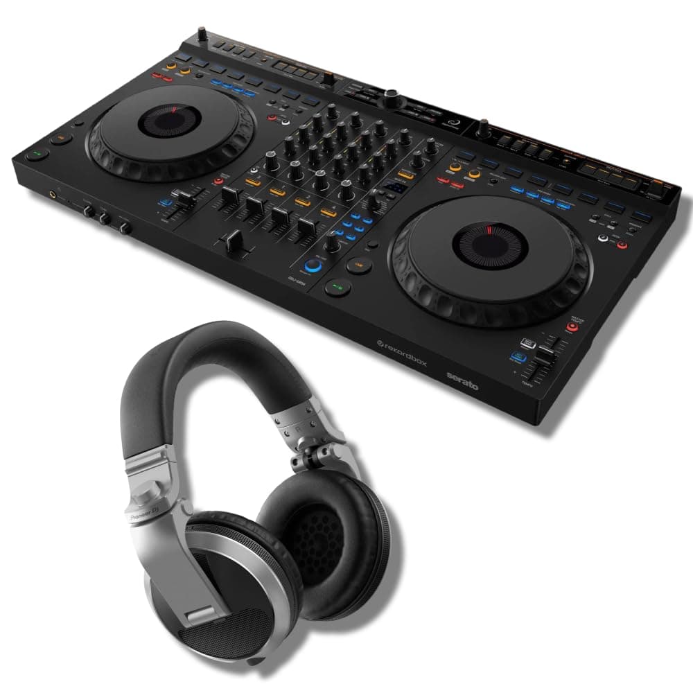 StreamEye AlphaTheta DDJ-GRV6 4-channel DJ Controller con Pioneer HDJ-X5 (Silver)