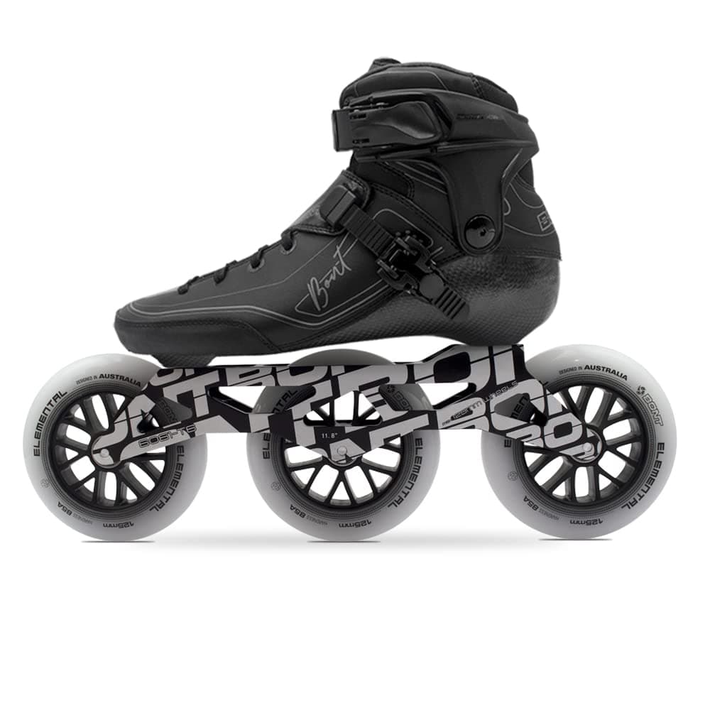 Bont Semi Race III Inline Skates con frame 2PF Unity 11.8", ruedas 125mm y rodamientos ABEC7 (Negro, 4.5)