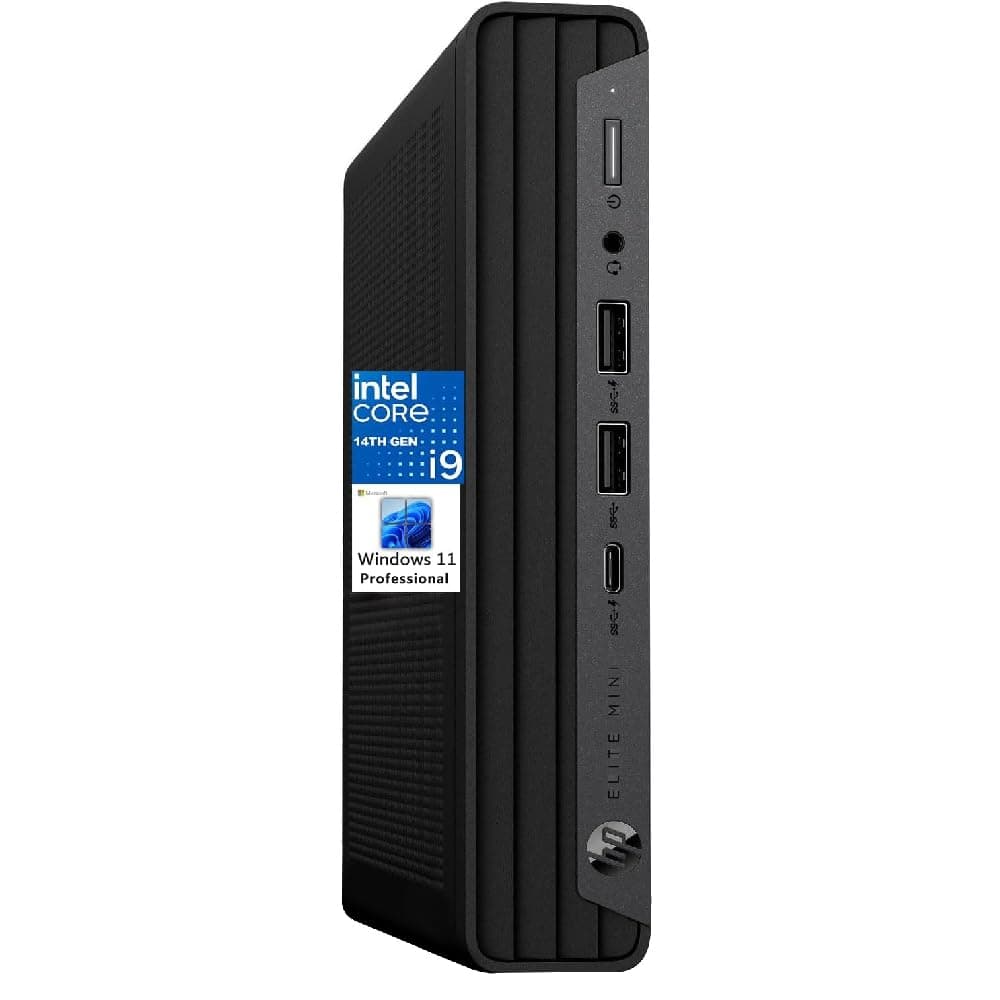 HP Elite Mini 800 G9 Elite Desk PC de Escritorio Empresarial, Intel 14.ª Gen i9-14900T de 24 núcleos hasta 5.5 GHz, 32GB DDR5 RAM, 1TB SSD, WiFi 6, Bluetooth, Teclado Incluido, sin Mouse, Windows 11 Pro