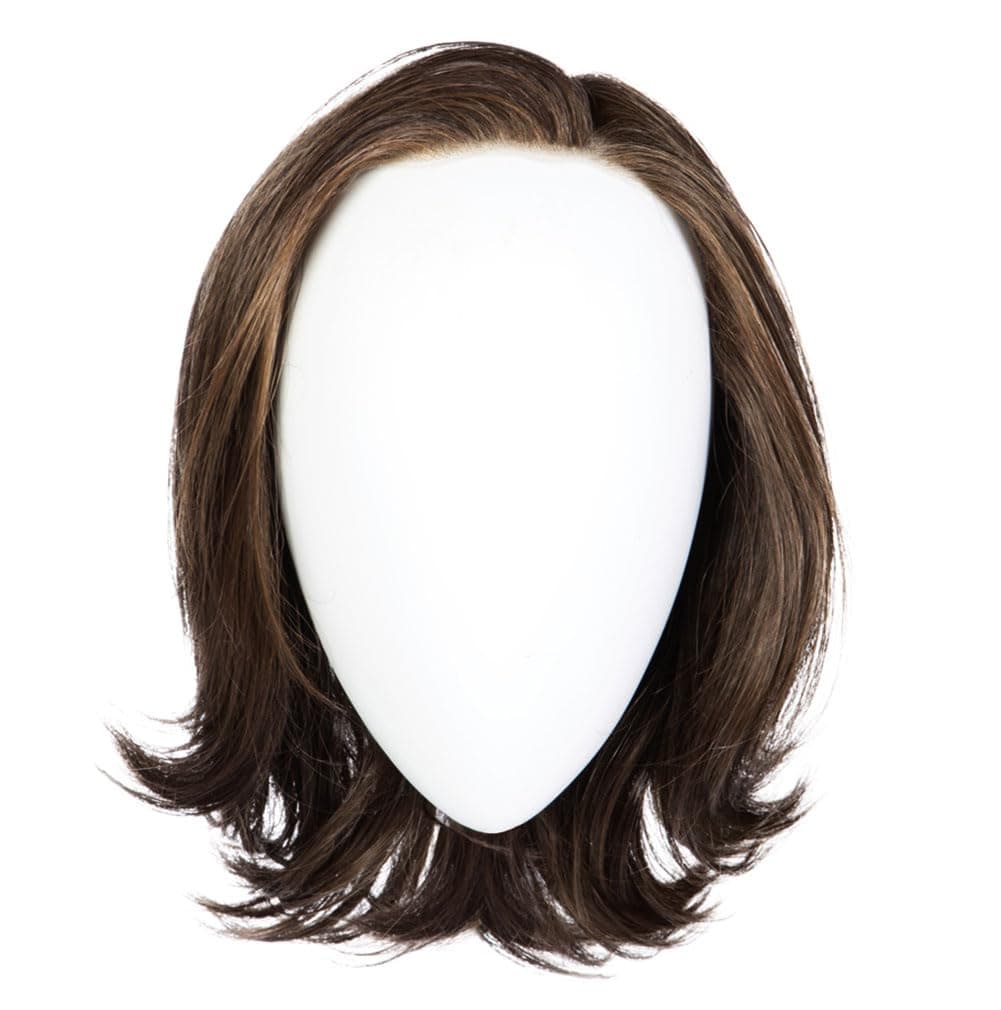 Raquel Welch Take A Bow Peluca en capas hasta la barbilla con base anudada a mano por Hairuwear, gorro Petite Average, RL8/12SS Shaded Iced Mocha