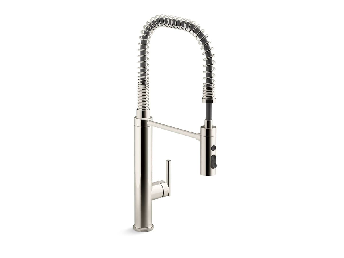 KOHLER 24982-SN Purist Grifo de Cocina Semi-Profesional con Pulldown 3 Funciones, Níquel Pulido