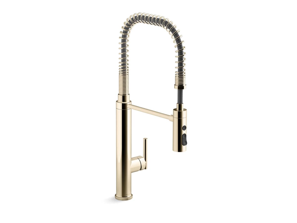 KOHLER Purist SEMI-PRO 24982-AF con rociador de tres funciones, Vibrant French Gold