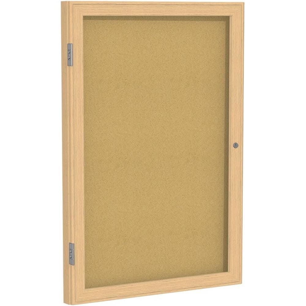 Ghent 36"x36" pizarra de corcho cerrada de 1 puerta, marco de roble, corcho natural (PW13636K), fabricado en EE. UU.