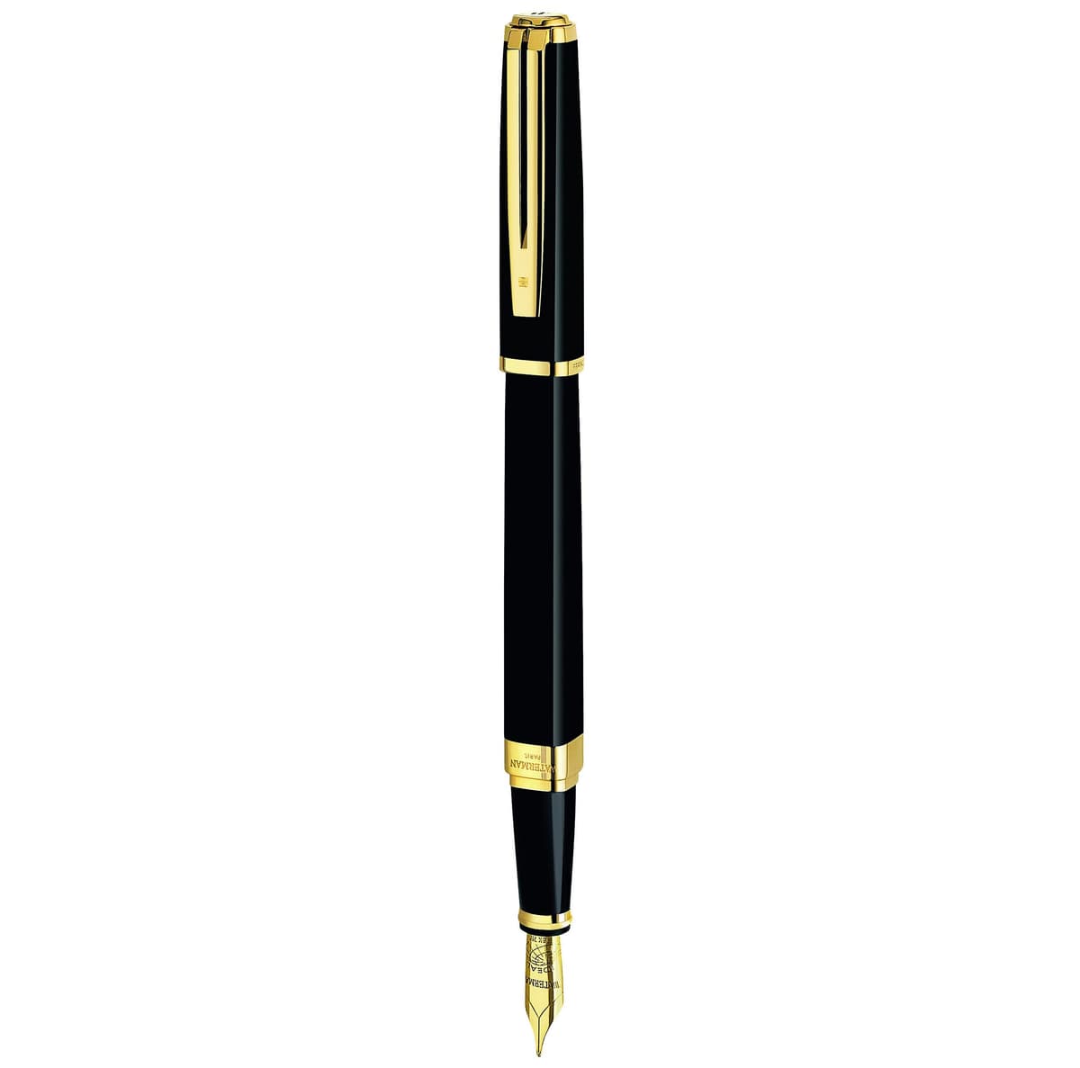 Waterman Exception Füller (Modelo „Slim“) | negro con clip de oro de 23 quilates | pluma estilográfica con plumilla fina y tinta azul | caja de regalo S0636930