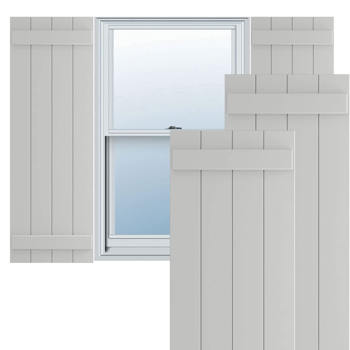 Ekena Millwork True Fit PVC 21 1/2"W x 78"H Four Board Joined Board-n-Batten, Hailstorm Gray (Par) TFP101BBF21X078ST