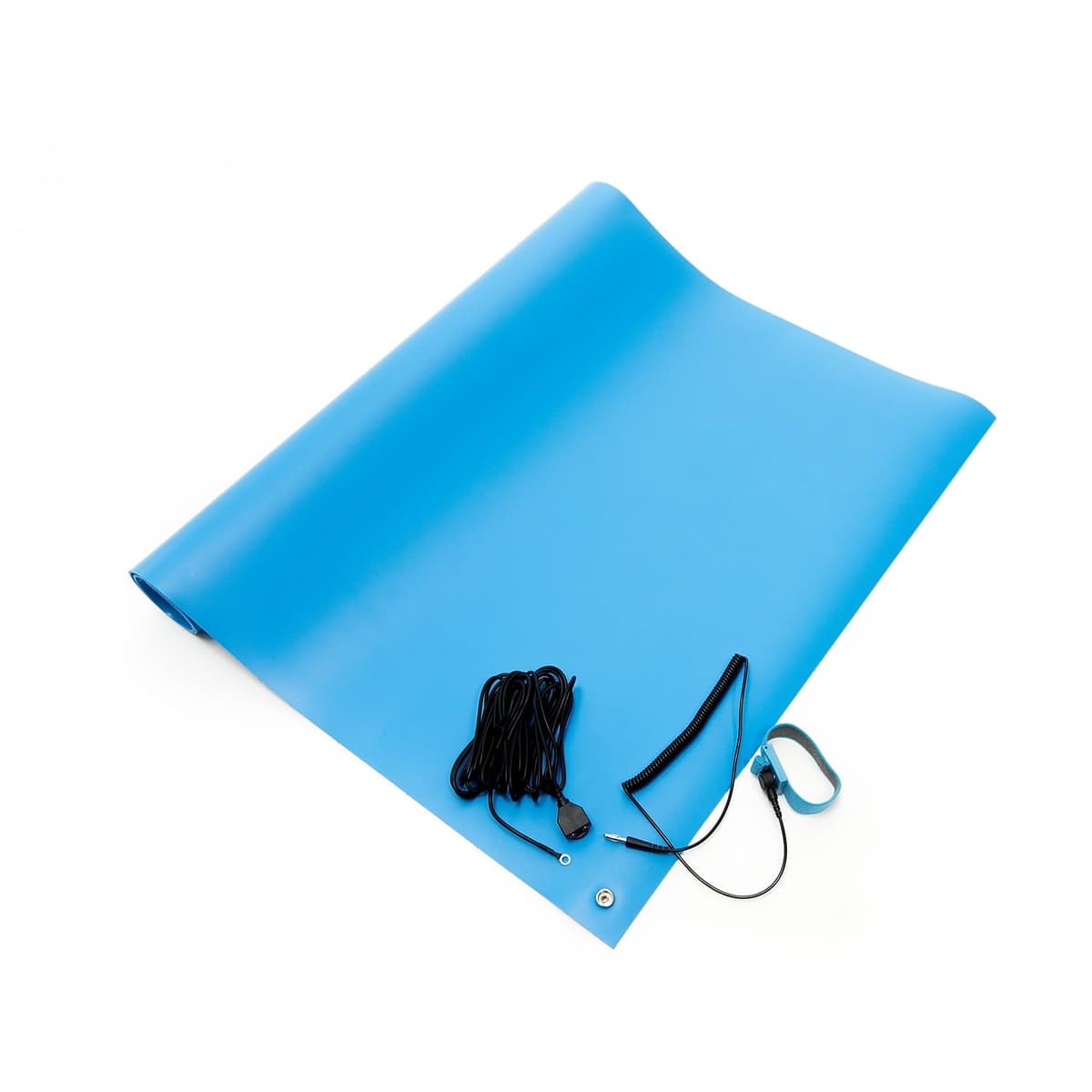 Bertech ESD Three Layer Vinyl Mat Kit 3 x 8 ft, 0.094 in, Azul, con pulsera y cable de tierra 3059-3x8BKT