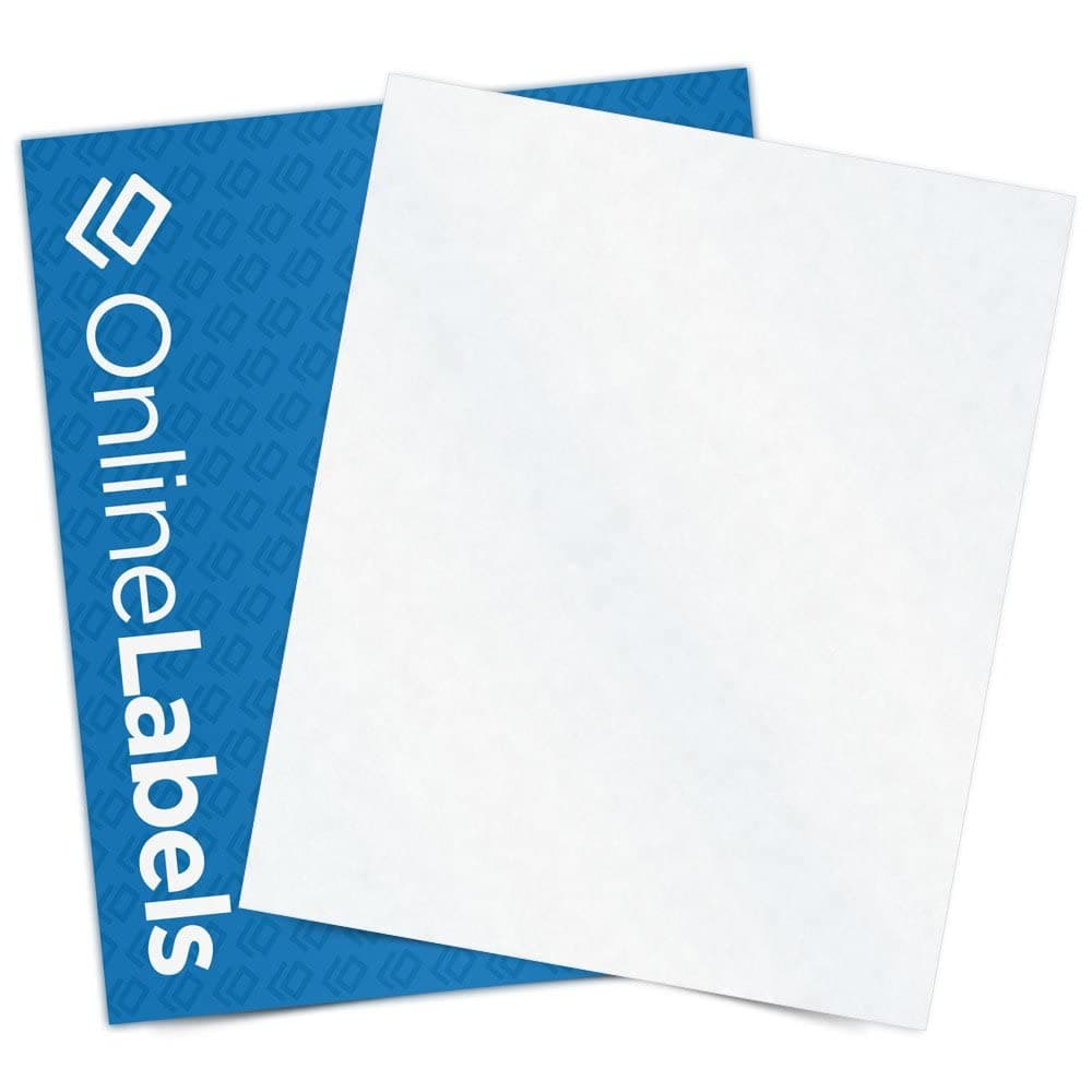 Online Labels Papel adhesivo transparente mate esmerilado 8.5" x 11" para láser - 1000 hojas OL177CX