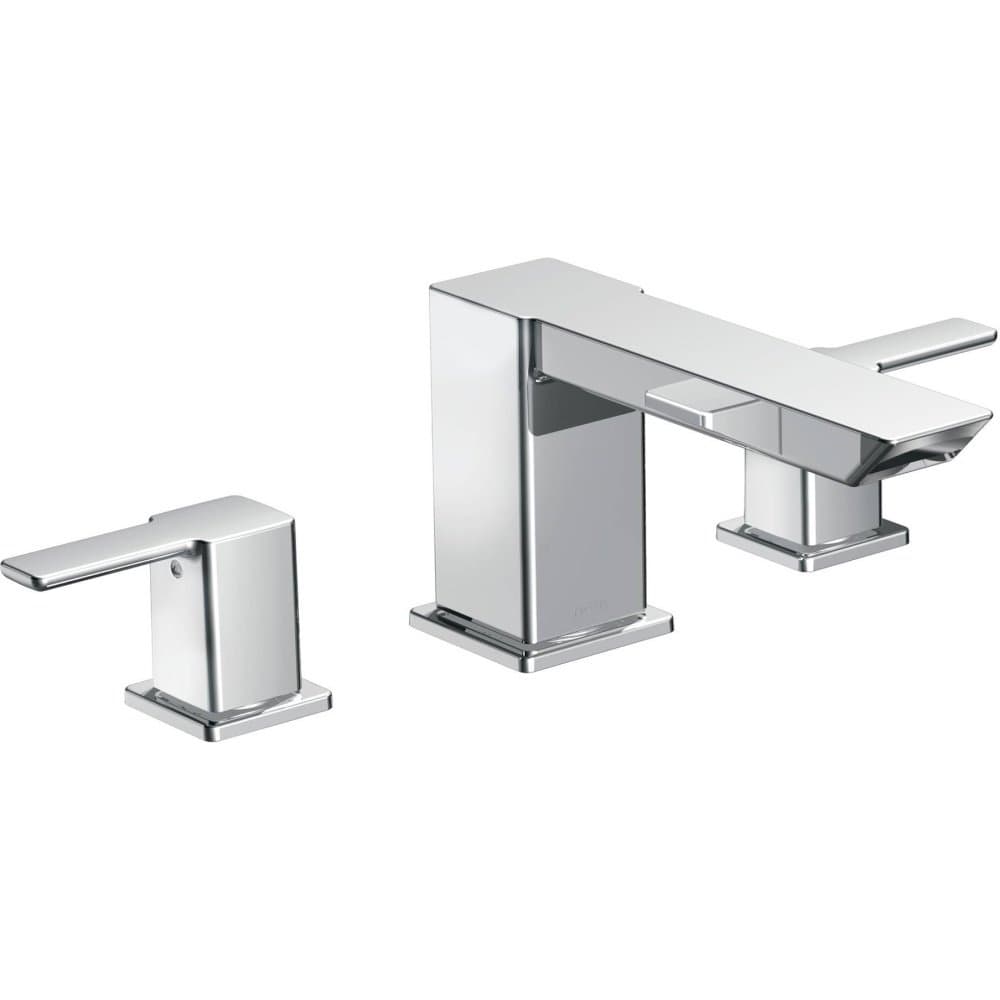 Moen TS903 compuerta de tina romana 90° dos manijas para cubierta, cromo (requiere válvula)