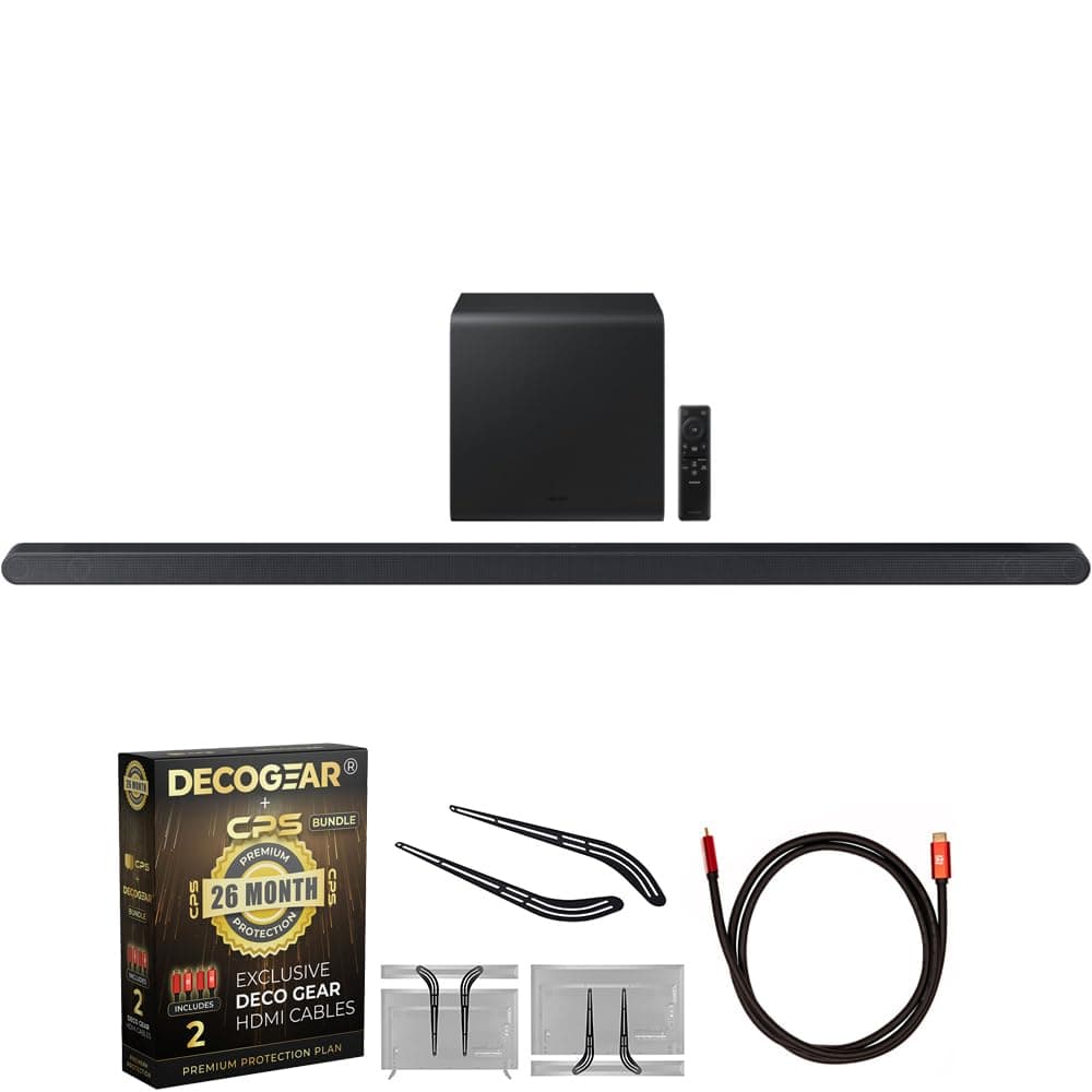 Samsung HW-S800D Barra de sonido inalámbrica Dolby 3.1.2ch ultra delgada con Q-Symphony (Modelo 2024) Paquete con Deco Gear Cable HDMI 2.0 4K x2 y CPS Pack exclusivo de protección de 26 meses Paquete (BEACH-CPS-261000) E90SAMHWS800D