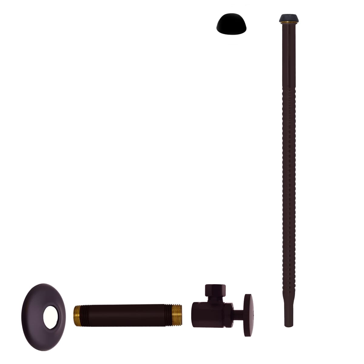 Westbrass D103K1224-12 - Kit de Línea de Suministro con Válvula de Ángulo y Manija Redonda, Oil Rubbed Bronze (24-Pack)