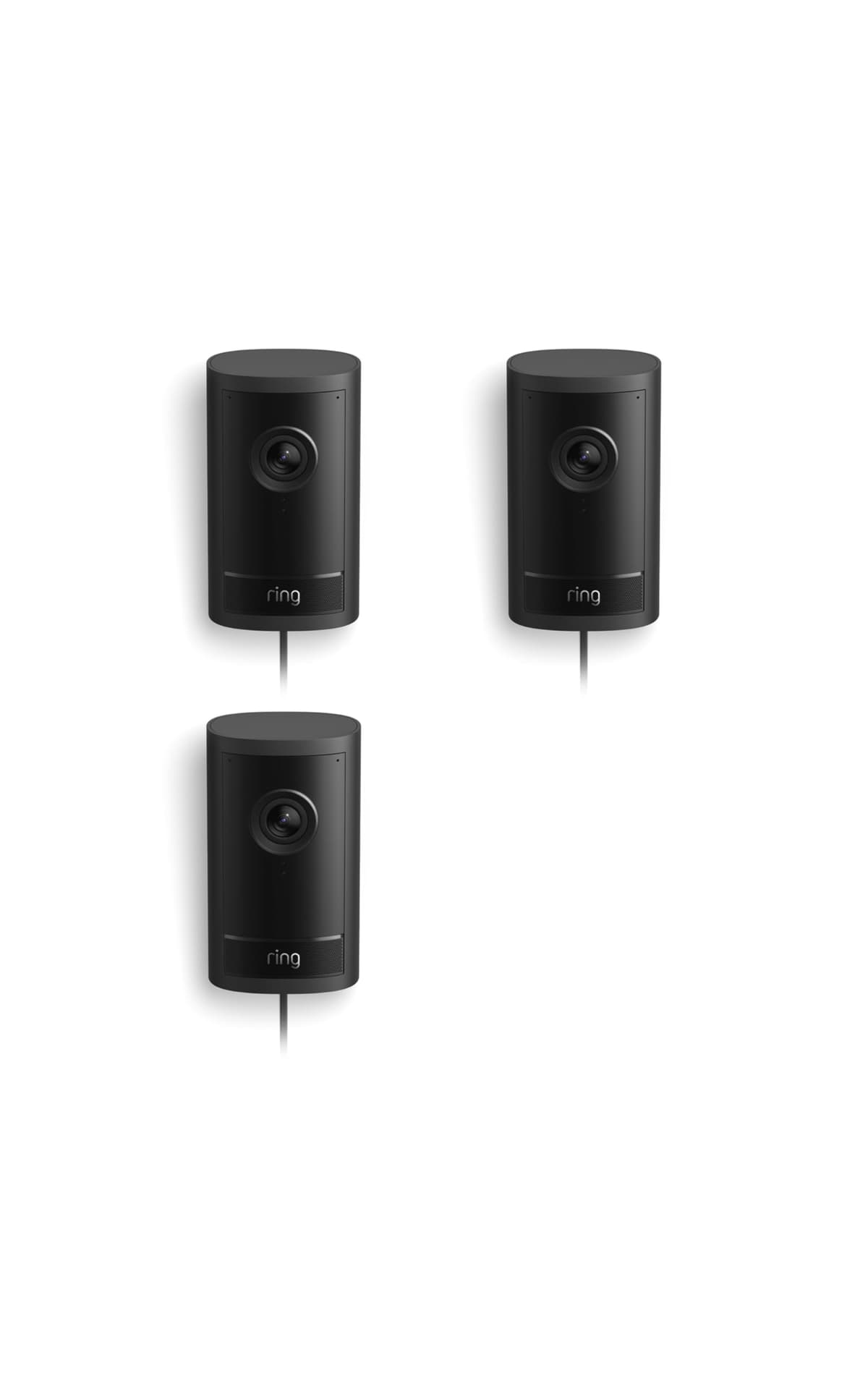 Ring Outdoor Cam Pro, con cable (modelo más reciente), Seguridad para hogar o negocio, Retina 4K con video gran angular, Zoom mejorado 10x y Visión en baja luminosidad, paquete de 3, Negro 53-036888