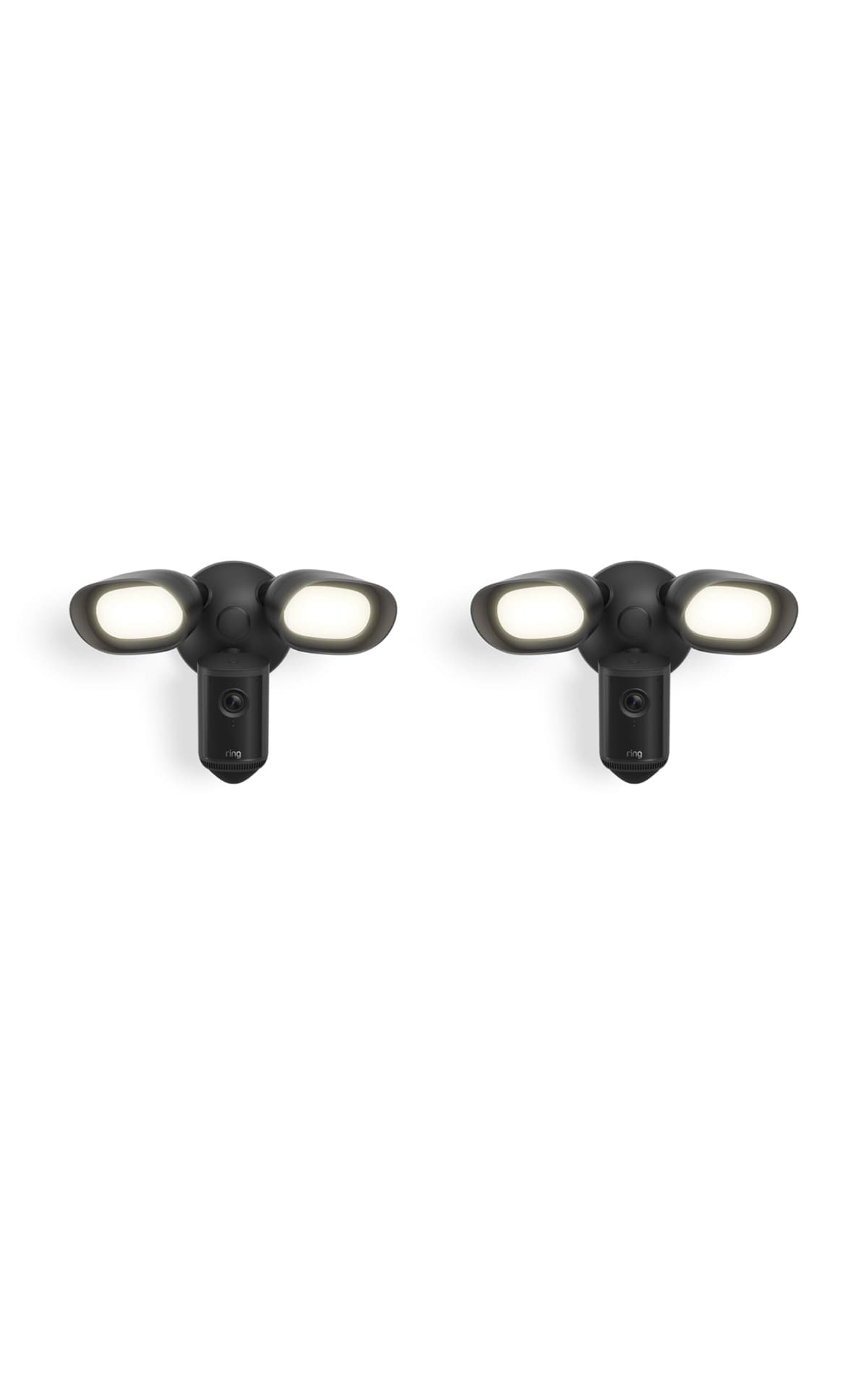 Ring Floodlight Cam Pro con cable (ultimo modelo), seguridad para hogar o negocio, video Retina 4K gran angular, zoom mejorado 10x y reflectores de 2000 lumenes, paquete de 2, negro 53-101502