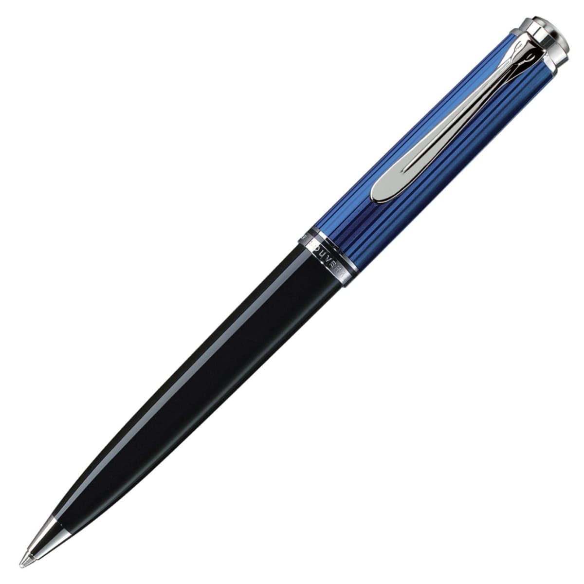 Pelikan K805 Bolígrafo aceite, rayado azul, acabado plateado 933697
